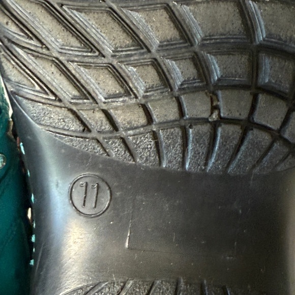 Double H Boots  kids Turquoise Leather Size 11 D Slide-On Clogs Shoes - Picture 4 of 11